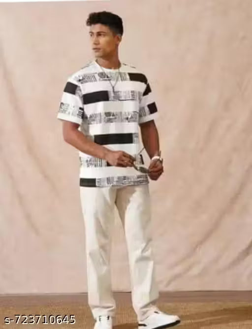 Men's Cream Baggy Jeans – Minimal & Trendy